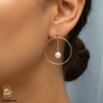 گوشواره نقره حلقه ای بزرگ طرح طلا مدل ESW E120 IMAGE1