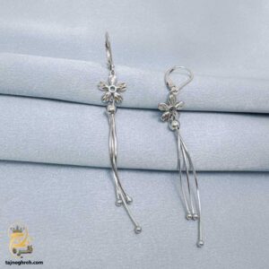 گوشواره نقره مجلسی طرح آویز گل مدل ESW E121
