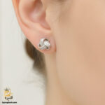 گوشواره نقره زنانه توپی سه رنج مدل ESW E123 IMAGE3