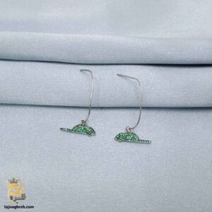 گوشواره نقره زنانه آویز نگین رنگی مدل ESW E124