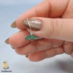 گوشواره نقره زنانه آویز نگین رنگی مدل ESW E124 داخل دست