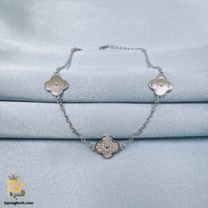 دستبند نقره زنانه طرح ونکلیف 3 گل مدل DSW D91