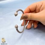 بنگل نقره زنانه طرح غنچه مدل DSW D96 داخل دست