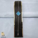 دستبند نقره زنانه ونکلیف تک گل آبی مدل DSW D94 روی ماکت
