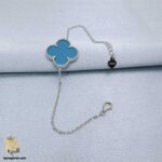 دستبند نقره زنانه ونکلیف تک گل آبی مدل DSW D94 نمای کامل