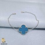 دستبند نقره زنانه ونکلیف تک گل آبی مدل DSW D94