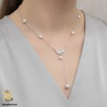 گردنبند نقره زنانه طرح شنل مروارید مدل ZSW Z104 نمای گردن