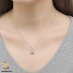 گردنبند نقره دخترانه طرح خرس مدل ZSW Z107 روی گردن