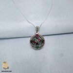 گردنبند نقره زنانه طرح سیاه قلم نگین دار مدل ZSW Z110