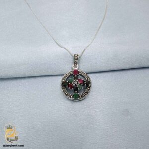 گردنبند نقره زنانه طرح سیاه قلم نگین دار مدل ZSW Z110