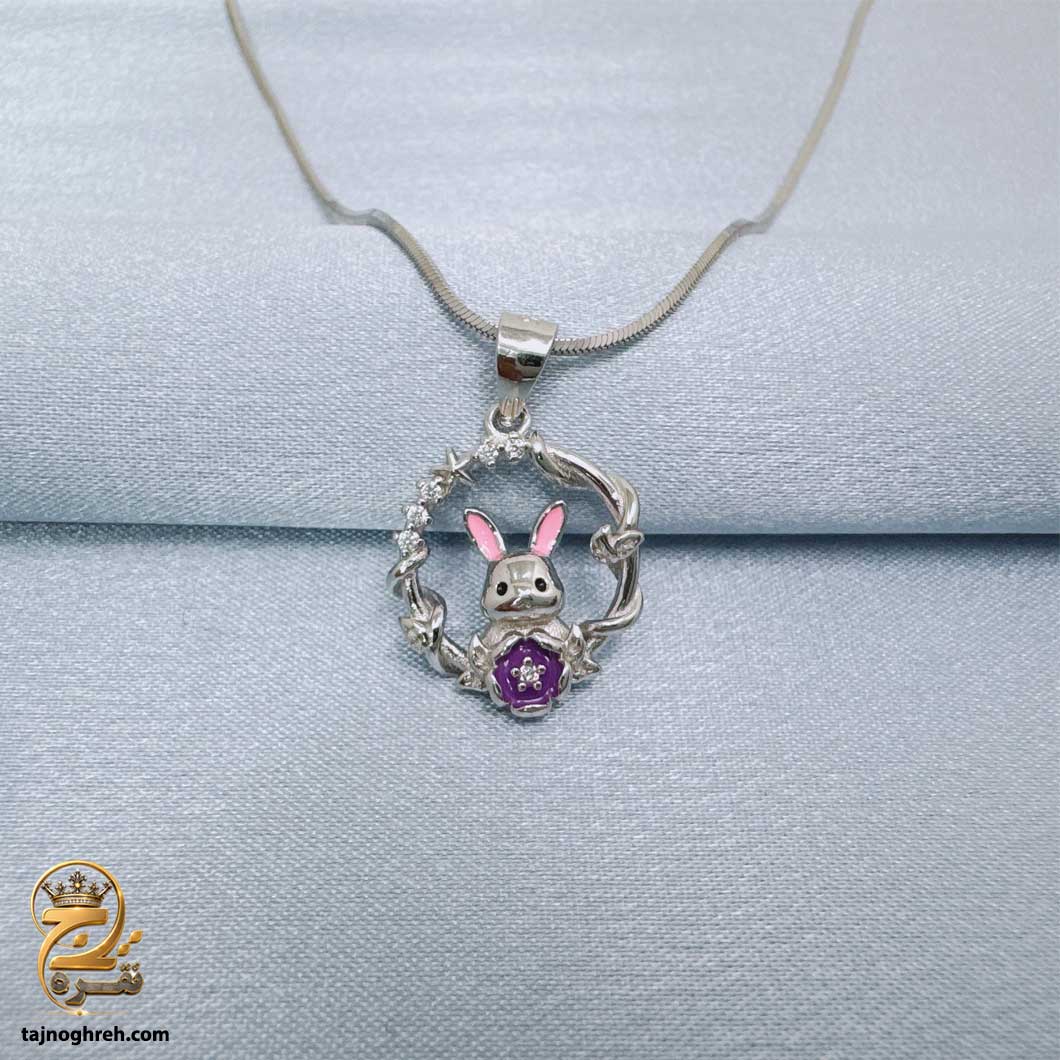 girl-silver-necklace-zsw-z133 گردنبند نقره دخترانه عروسکی خرگوش مدل ZSW Z133