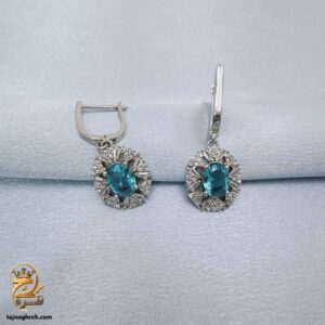 گوشواره نقره زنانه نگین دار رنگی مدل ESW E126