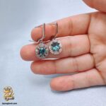 گوشواره نقره زنانه نگین دار رنگی مدل ESW E126 نمای کامل