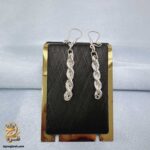 گوشواره نقره آویز طنابی مدل ESW E127 نمای کامل