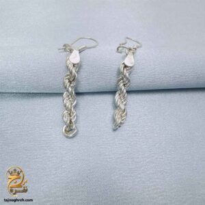 گوشواره نقره آویز طنابی مدل ESW E127