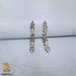 گوشواره نقره زنانه آویز تراش زیتونی مدل ESW E129