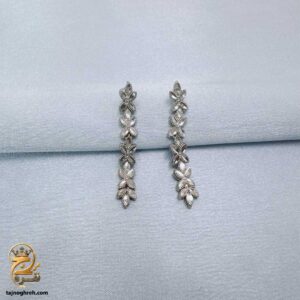گوشواره نقره زنانه آویز تراش زیتونی مدل ESW E129
