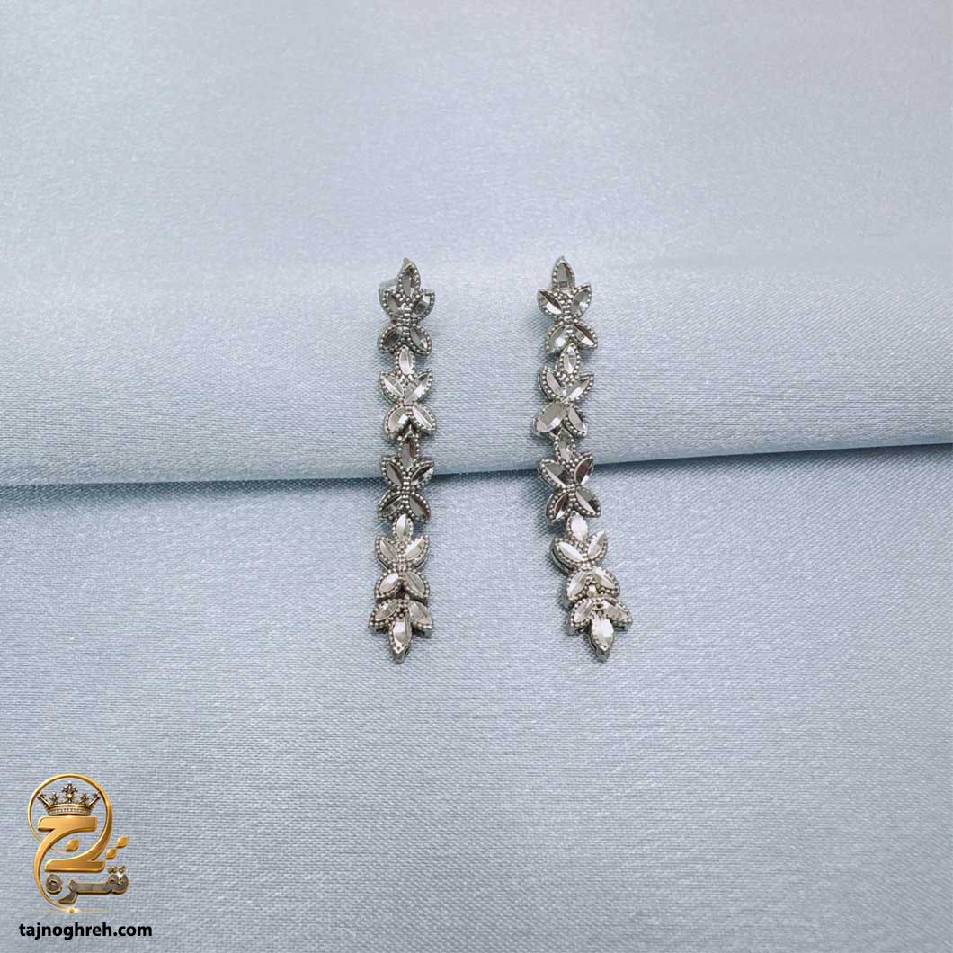 silver-earrin-esw-e129 گوشواره نقره زنانه آویز تراش زیتونی مدل ESW E129