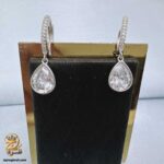 گوشواره نقره زنانه آویز نگین دار اشکی مدل ESW E131 IMAGE1