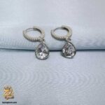 گوشواره نقره زنانه آویز نگین دار اشکی مدل ESW E131