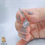 گوشواره نقره زنانه آویز نگین دار اشکی مدل ESW E131 IMAGE3