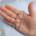 دستبند نقره زنانه طنابی بدون نگین مدل DSW D103 داخل دست