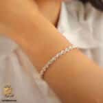دستبند نقره زنانه طنابی بدون نگین مدل DSW D103 روی مچ