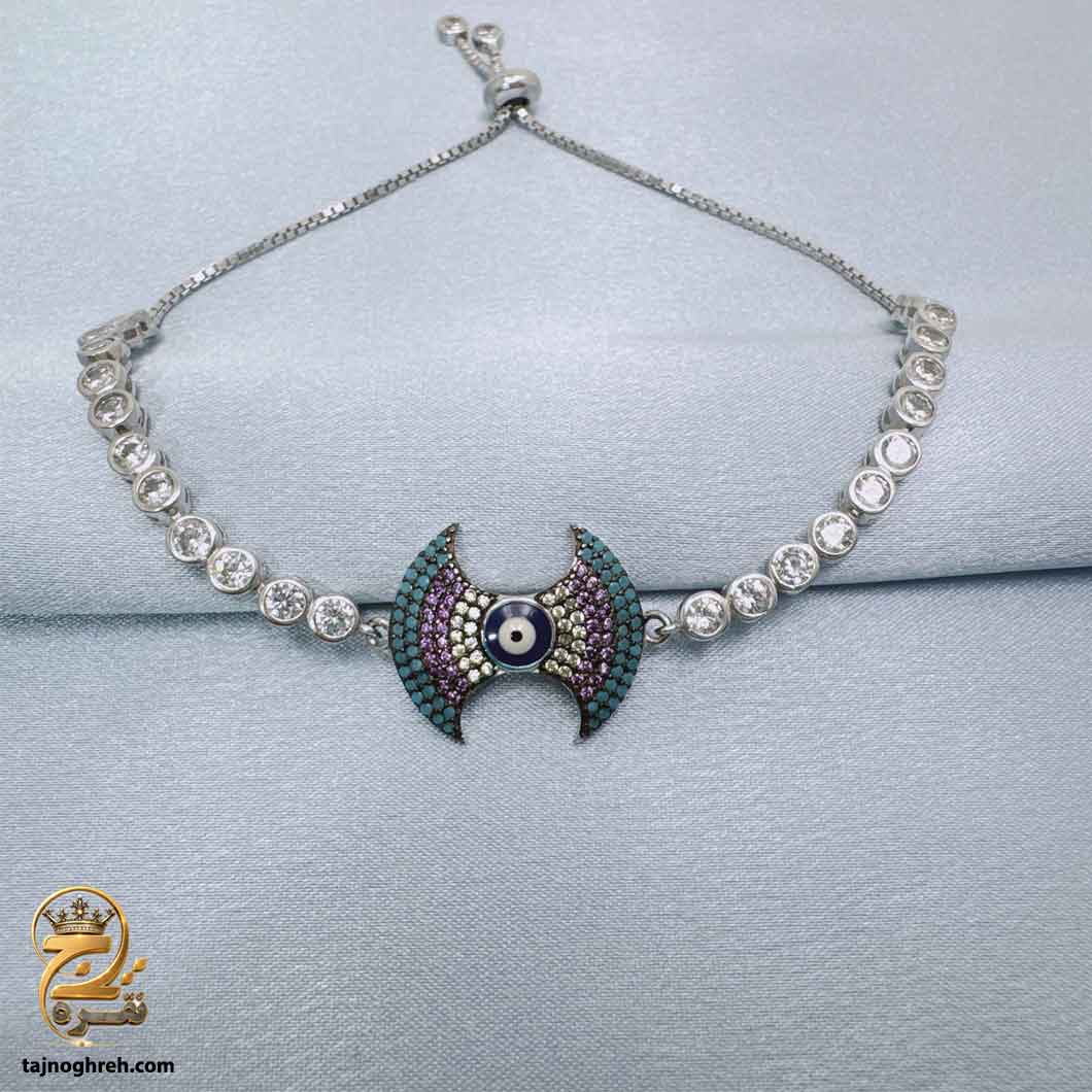 women-silver-bracelet-dsw-d104- دستبند نقره زنانه چشم نظر مدل DSW D104