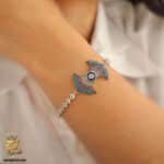 دستبند نقره زنانه چشم نظر مدل DSW D104 روی دست