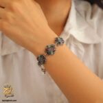 دستبند نقره زنانه 3 گل نگین رنگی مدل DSW D105 IMAGE3