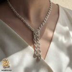 گردنبند نقره زنانه طنابی مدل ZSW Z119 روی گردن