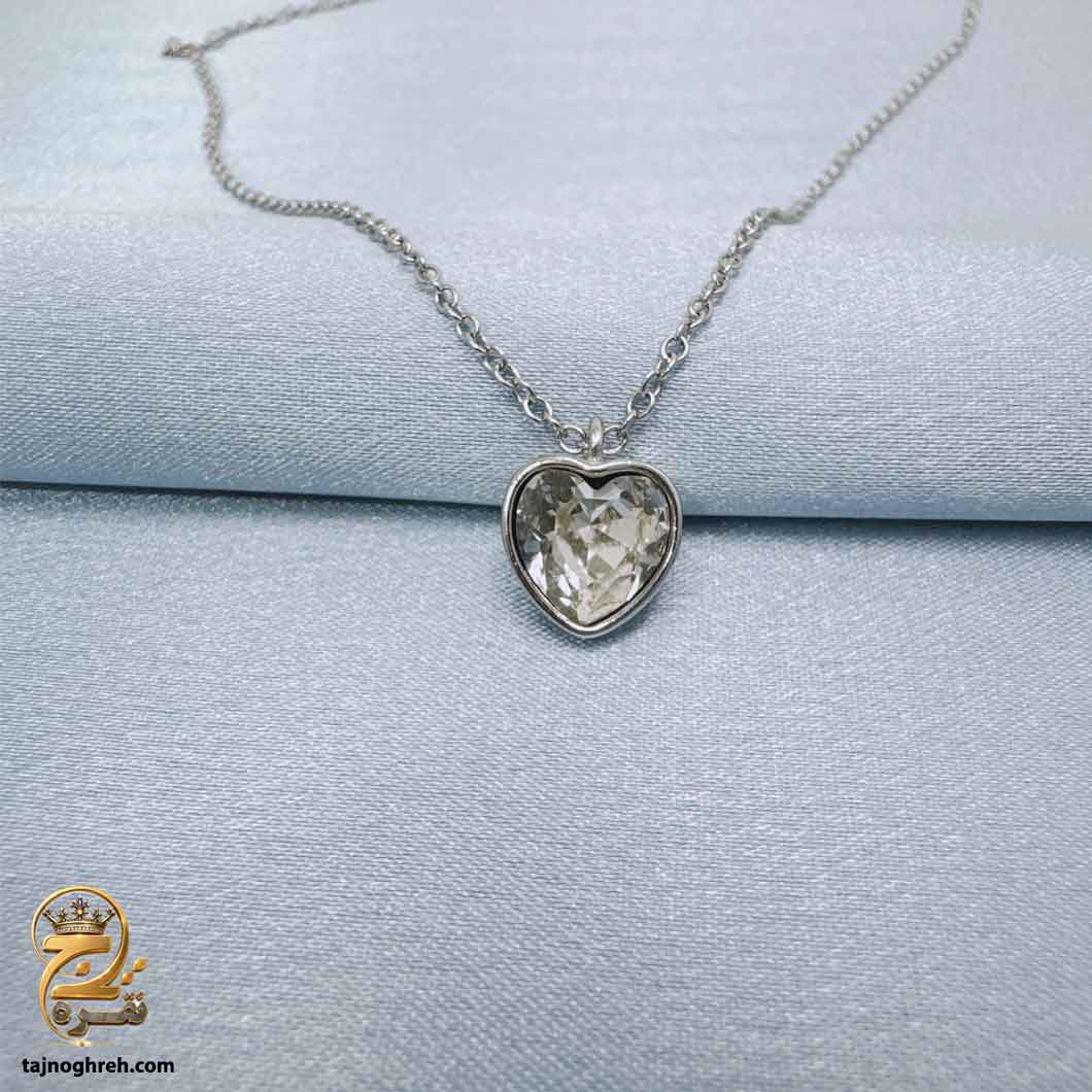 گردنبند نقره دخترانه طرح قلب نگین دار مدل ZSW Z122