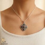 گردنبند نقره زنانه طرح جواهری نگین رنگی مدل ZSW Z132 IMAGE1