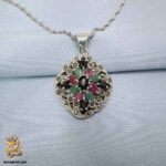 گردنبند نقره زنانه طرح جواهری نگین رنگی مدل ZSW Z132