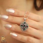 گردنبند نقره زنانه طرح جواهری نگین رنگی مدل ZSW Z132 IMAGE3