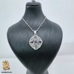 گردنبند نقره زنانه طرح جواهری نگین رنگی مدل ZSW Z132 IMAGE4