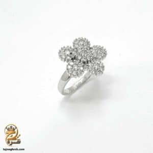 انگشتر نقره زنانه طرح گل نگین دار مدل RSW F76