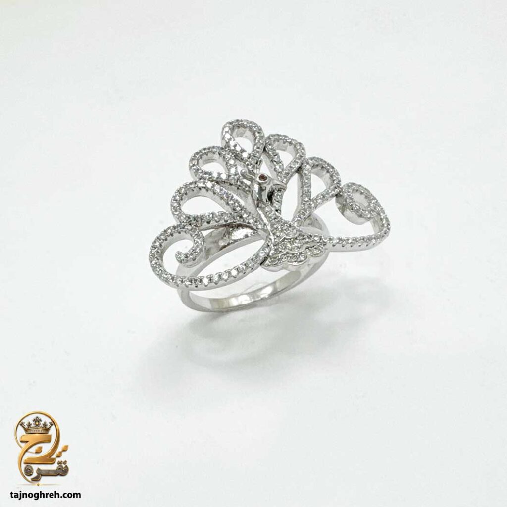 انگشتر نقره زنانه طرح طاووس مدل RSW F86