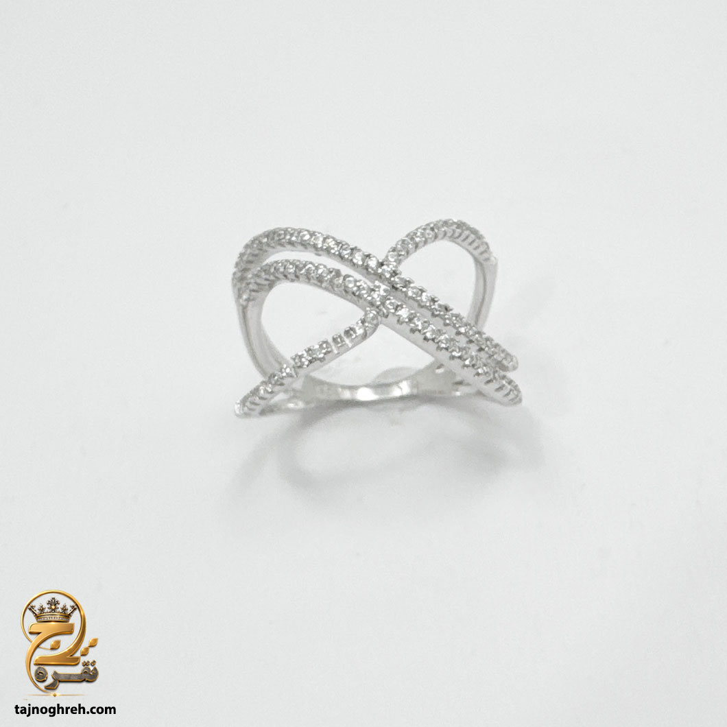 انگشتر نقره زنانه طرح چپ و راست مدل RSW F88