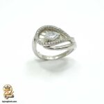 انگشتر نقره زنانه طرح اشکی نگین دار مدل RSW F90