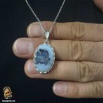 پلاک نقره مردانه با سنگ شجر مدل NSM N96 IMAGE1