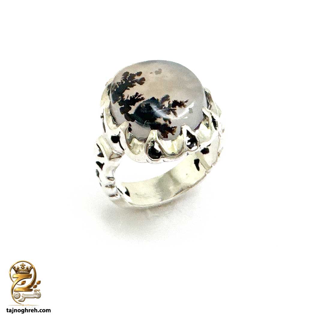 men-silver-ring-rsm-k162 انگشتر نقره مردانه عقیق شجر مدل RSM K162