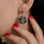 گوشواره نقره زنانه نگین رنگی مدل ESW E130 IMAGE1