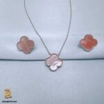 نیم ست نقره زنانه تک گل صدف صورتی مدل NSW H48