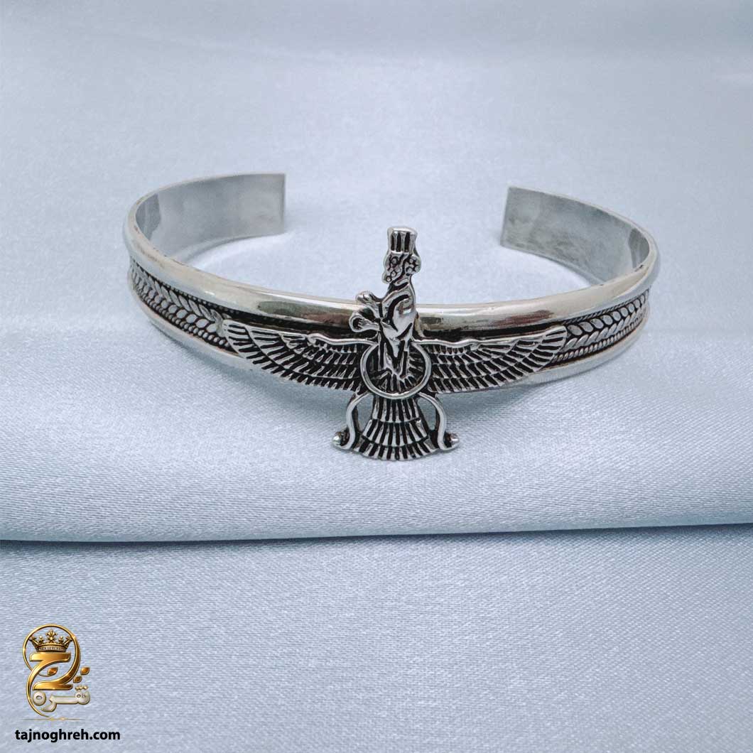 بنگل نقره مردانه طرح فروهر مدل BSM B123
